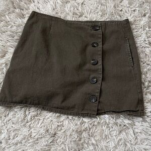 Olive Button-Front Women's Skirt